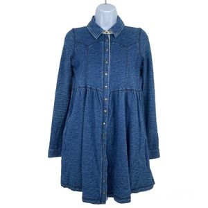 Free People Blue Denim Chambray Babydoll Dress S